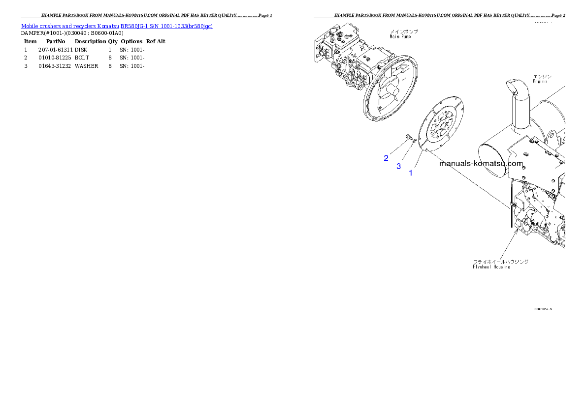 Protected: BR580JG-1 S/N 1001-1033 Partsbook