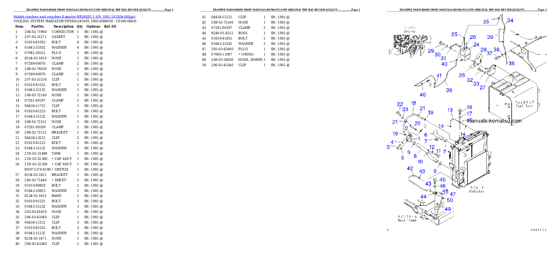 Protected: BR580JG-1 S/N 1001-1033 Partsbook