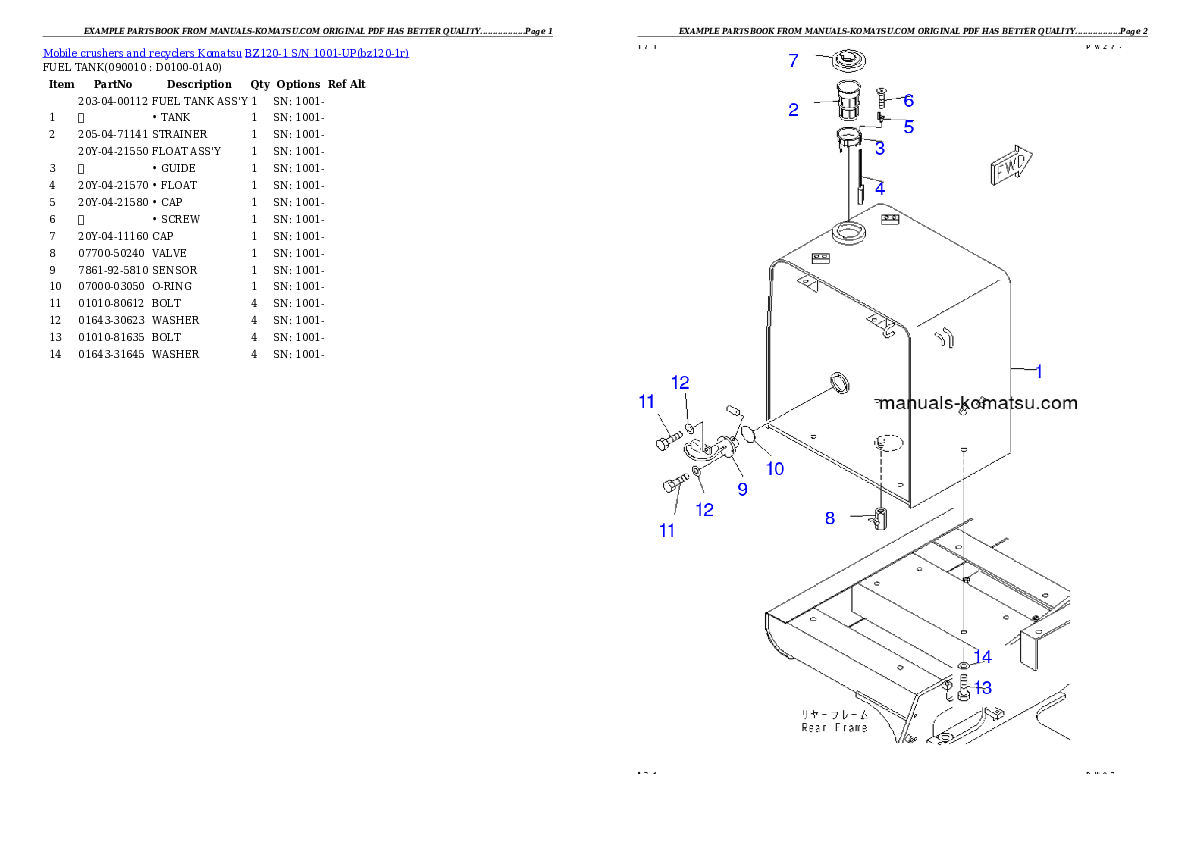 Protected: BZ120-1 S/N 1001-UP Partsbook
