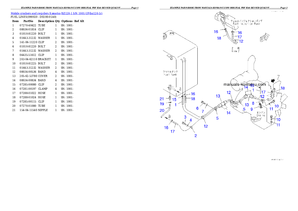 Protected: BZ120-1 S/N 1001-UP Partsbook