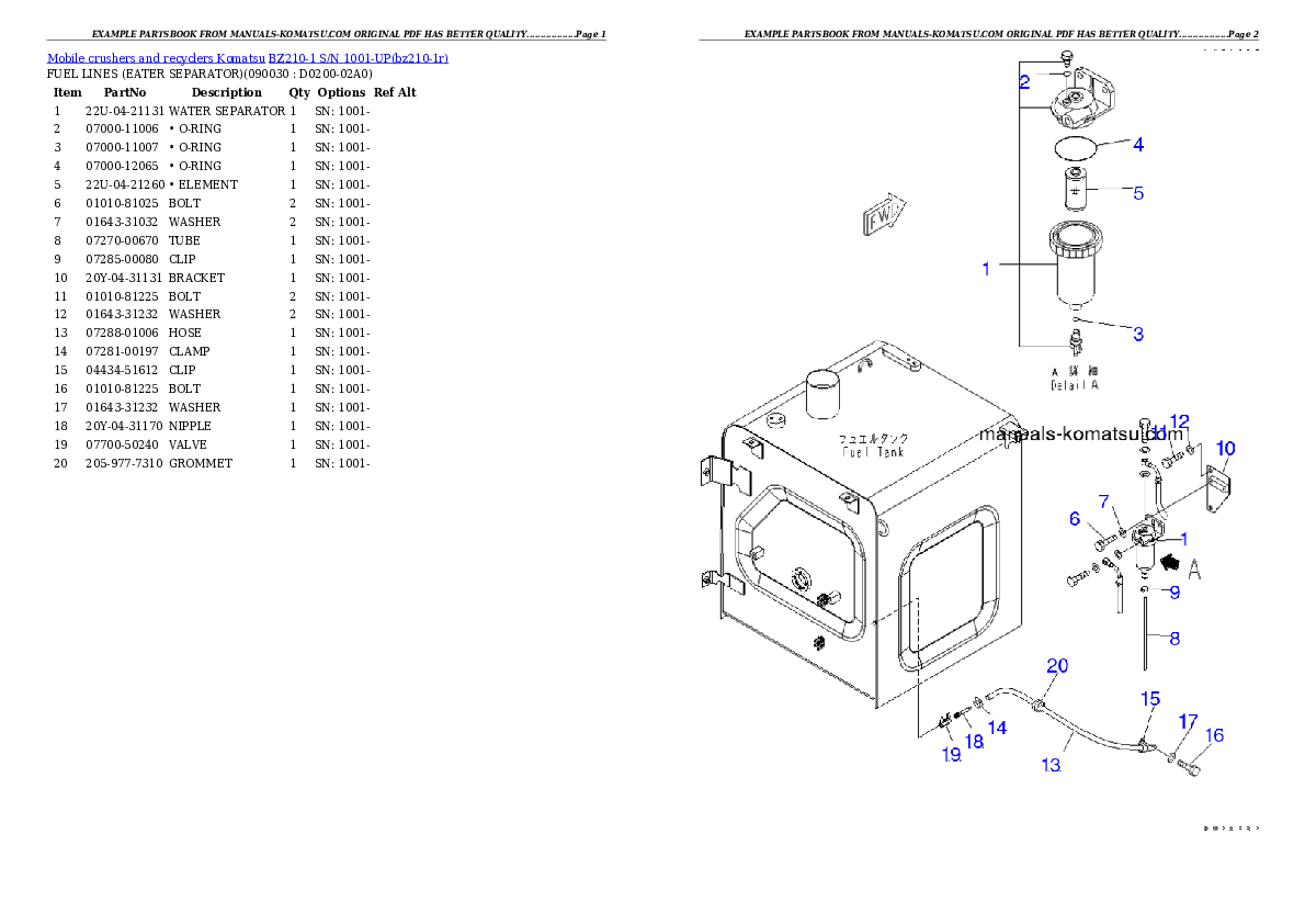 Protected: BZ210-1 S/N 1001-UP Partsbook