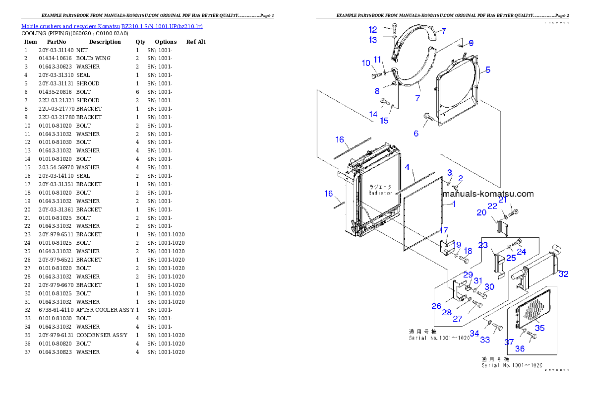 Protected: BZ210-1 S/N 1001-UP Partsbook
