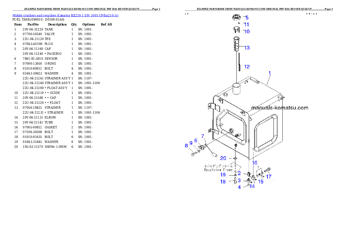 Protected: BZ210-1 S/N 1001-UP Partsbook
