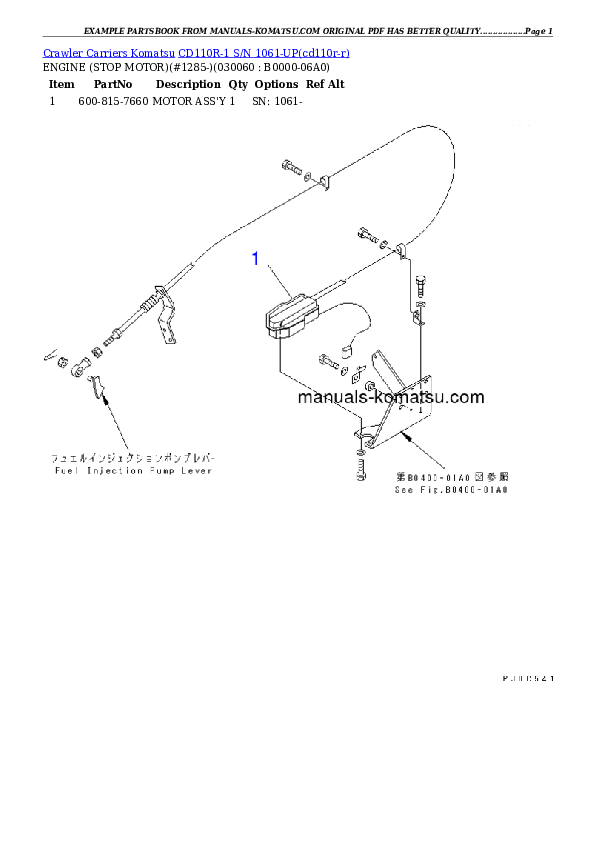 Protected: CD110R-1 S/N 1061-UP Partsbook