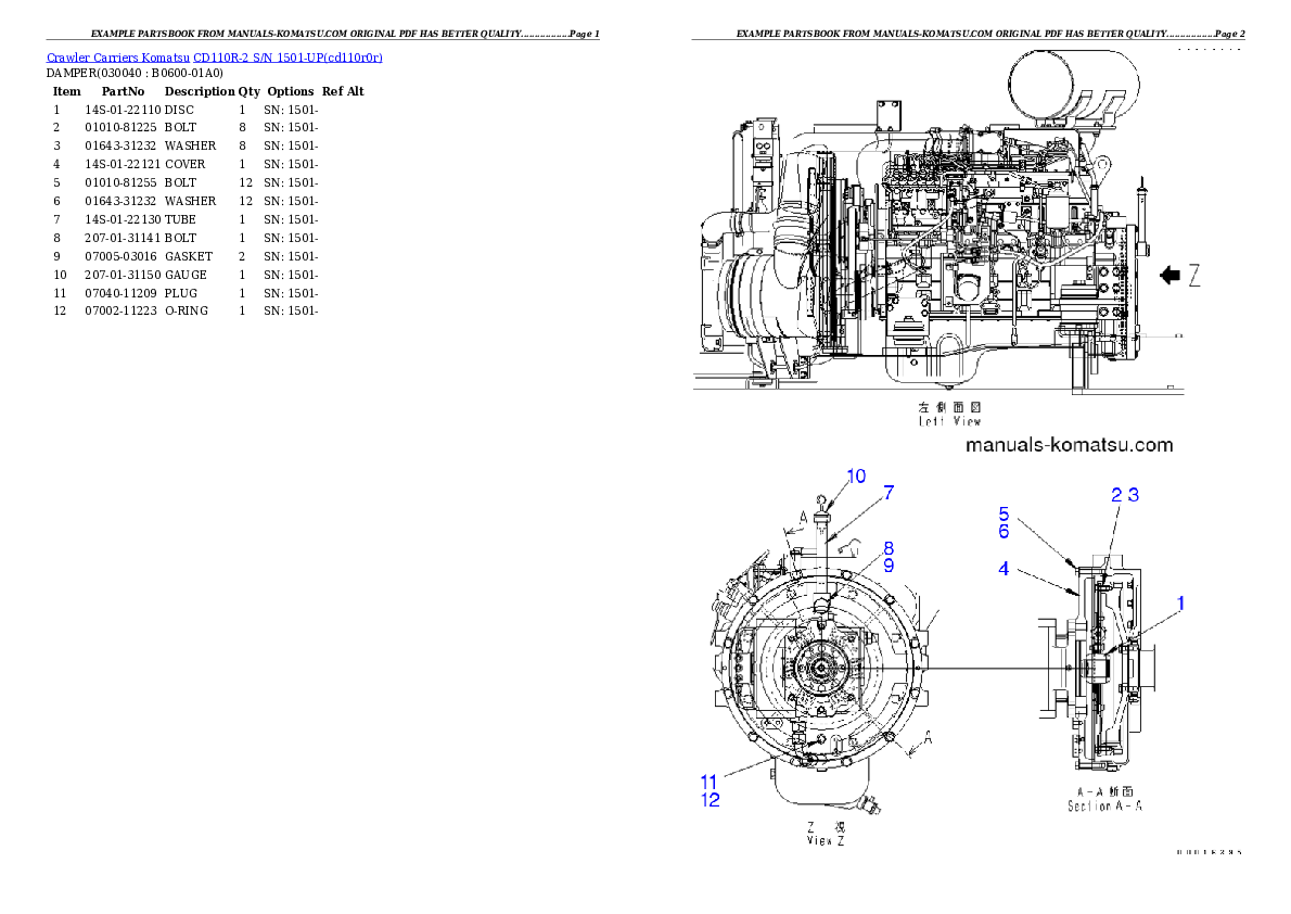 Protected: CD110R-2 S/N 1501-UP (For North America) Partsbook