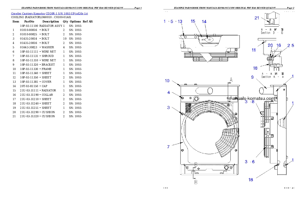 Protected: CD20R-1 S/N 1003-UP Partsbook