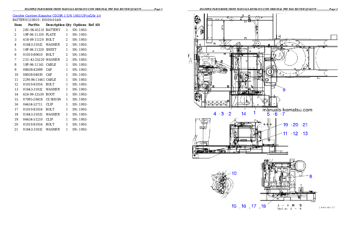 Protected: CD20R-1 S/N 1003-UP Partsbook
