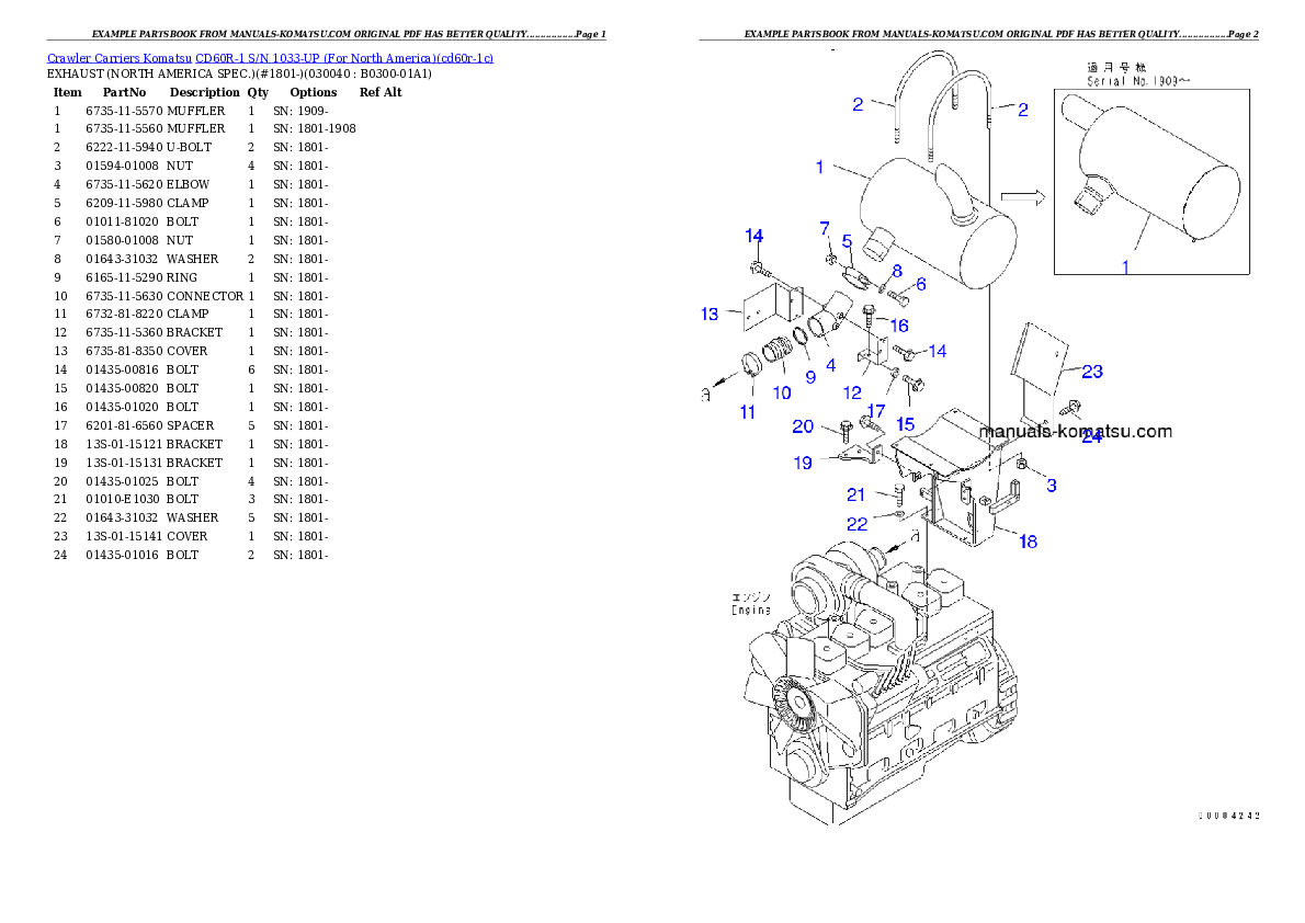 Protected: CD60R-1 S/N 1033-UP (For North America) Partsbook