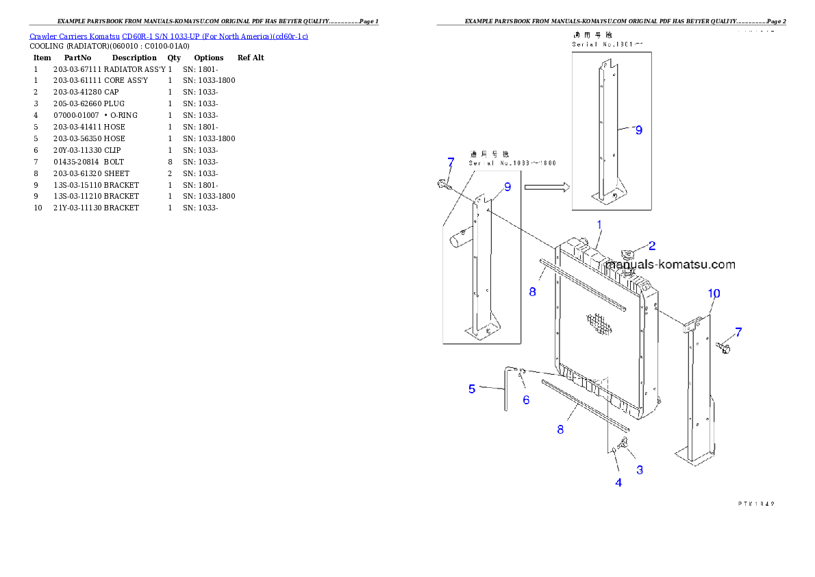 Protected: CD60R-1 S/N 1033-UP (For North America) Partsbook