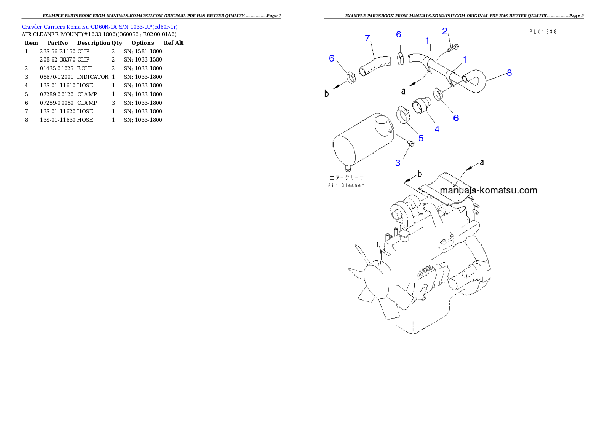 Protected: CD60R-1A S/N 1033-UP Partsbook