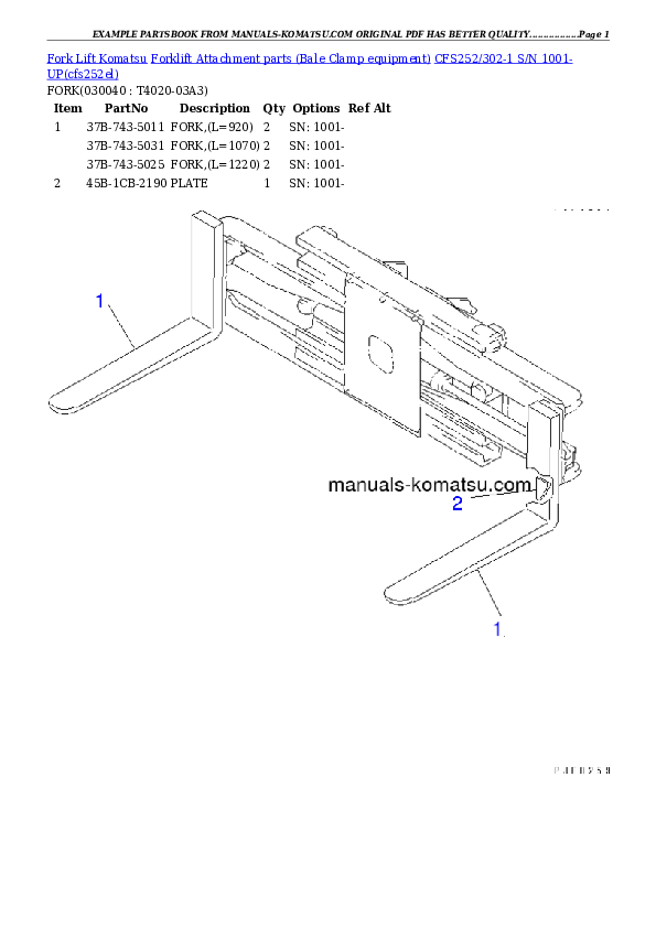Protected: CFS252/302-1 S/N 1001-UP Partsbook