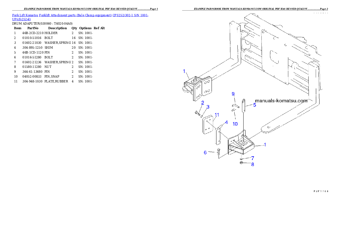 Protected: CFS252/302-1 S/N 1001-UP Partsbook