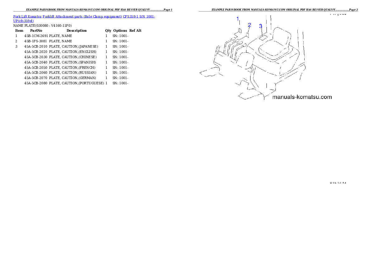 Protected: CFS359-1 S/N 1001-UP Partsbook