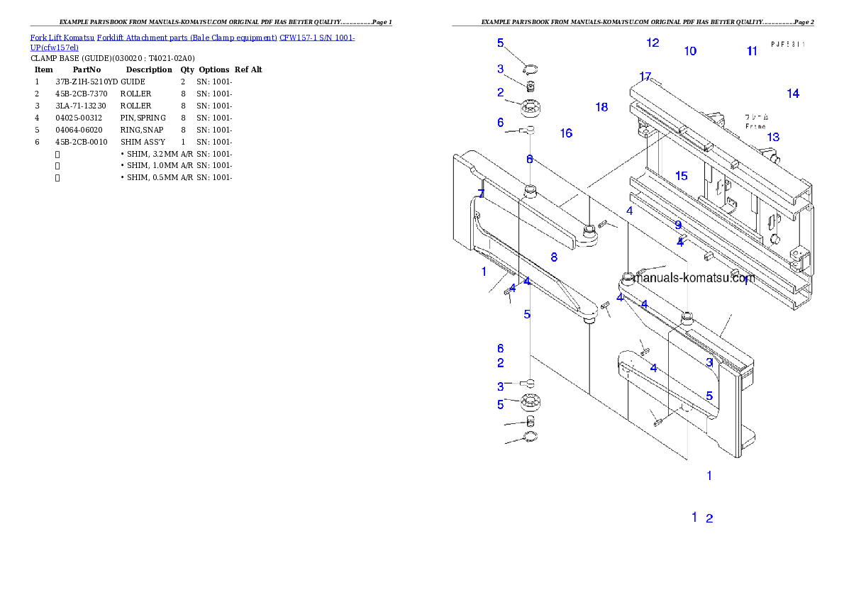 CFW157-1 S/N 1001-UP Partsbook