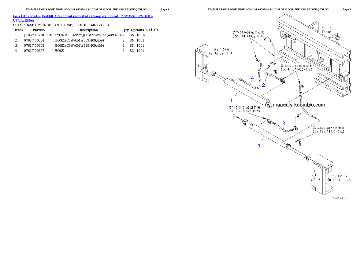 CFW359-1 S/N 1001-UP Partsbook
