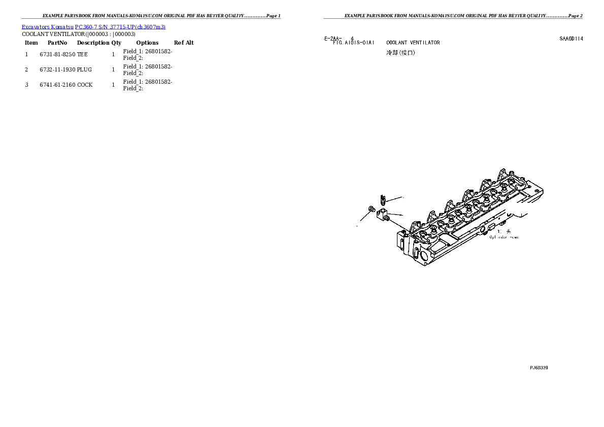 PC360-7 S/N 37715-UP Partsbook