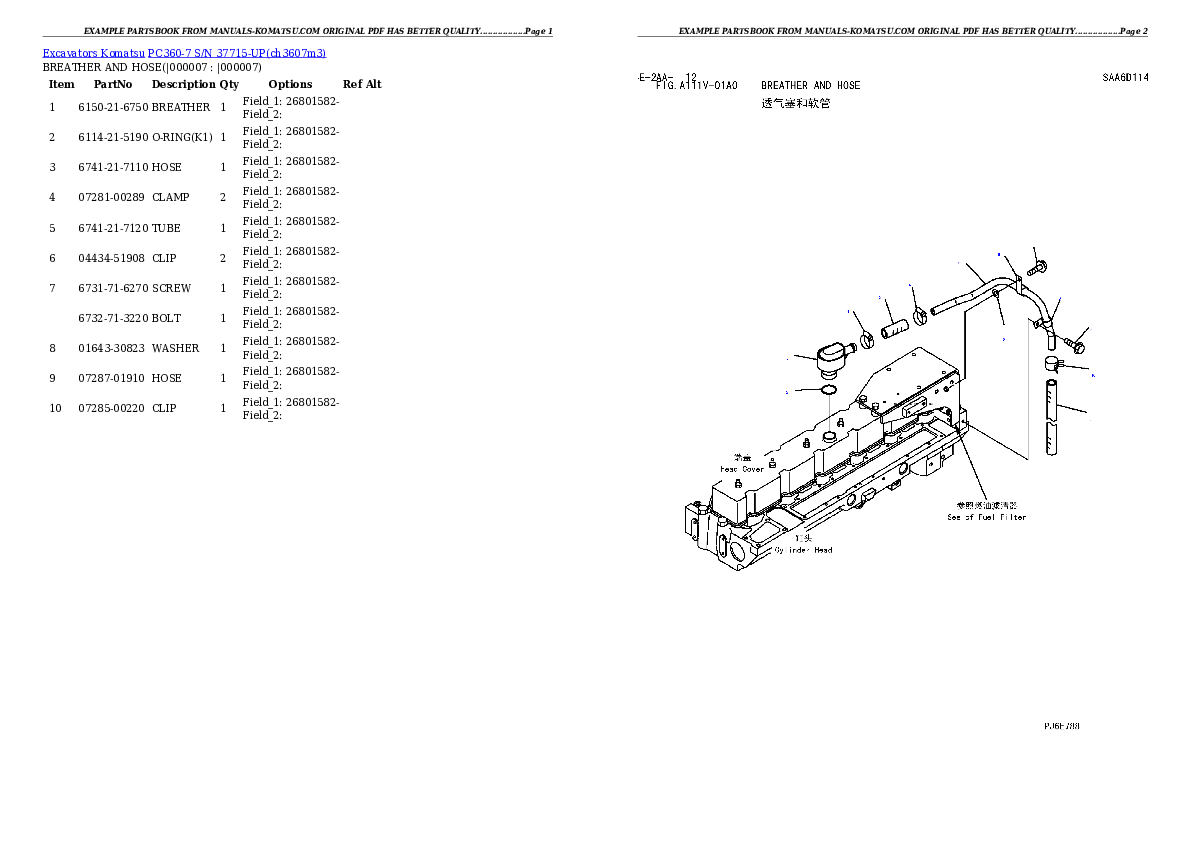 Protected: PC360-7 S/N 37715-UP Partsbook