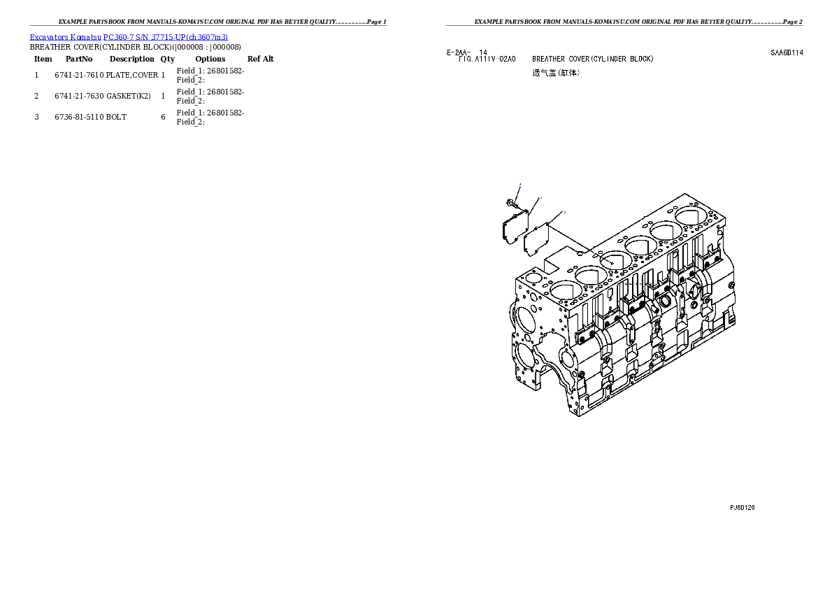 Protected: PC360-7 S/N 37715-UP Partsbook