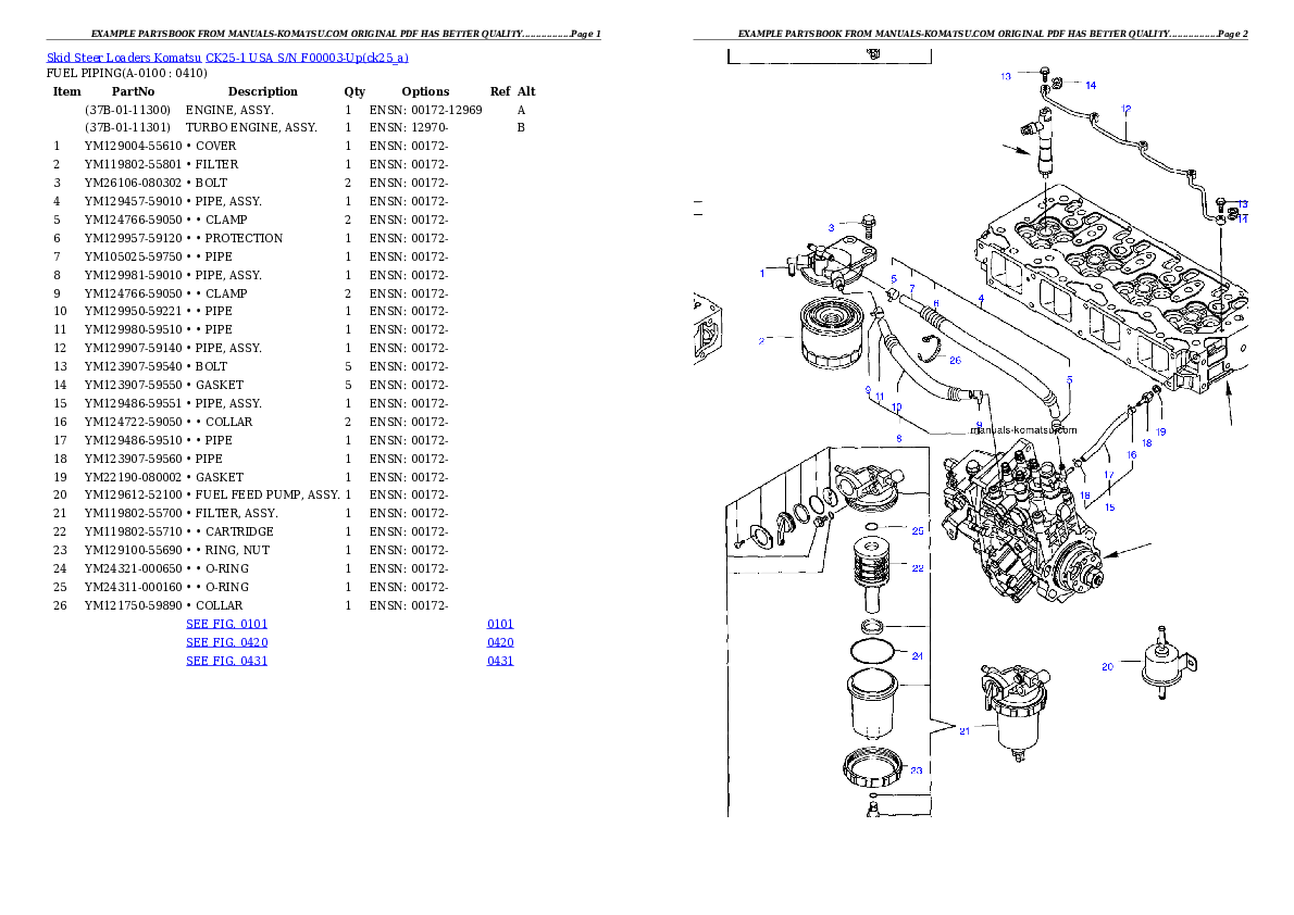 Protected: CK25-1 USA S/N F00003-Up Partsbook