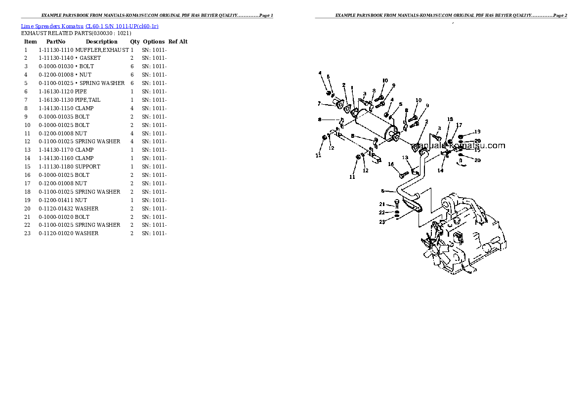 CL60-1 S/N 1011-UP Partsbook