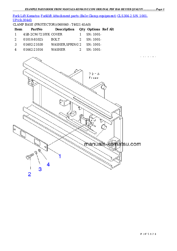 Protected: CLS304-2 S/N 1001-UP Partsbook