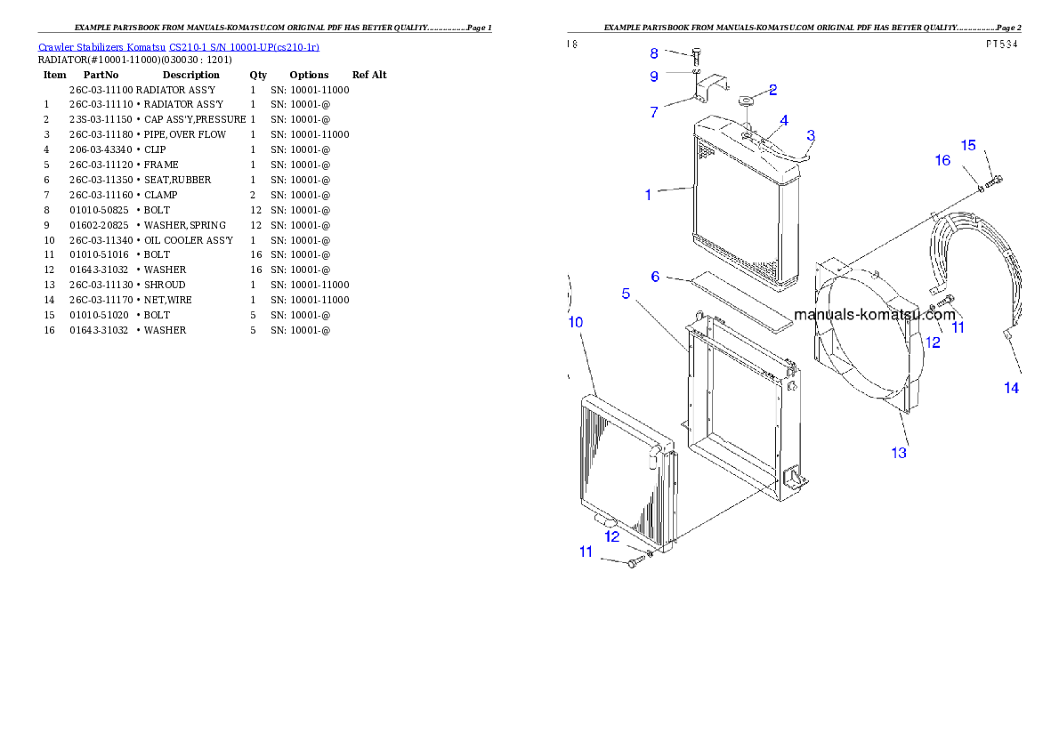 CS210-1 S/N 10001-UP Partsbook