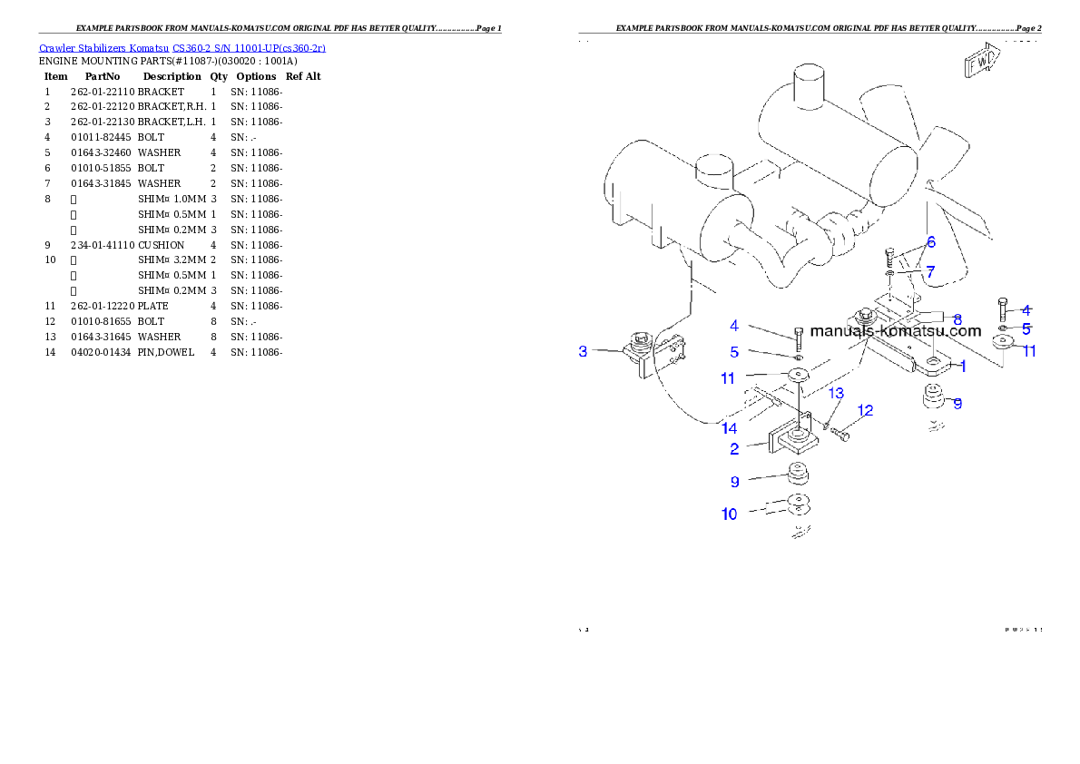 CS360-2 S/N 11001-UP Partsbook