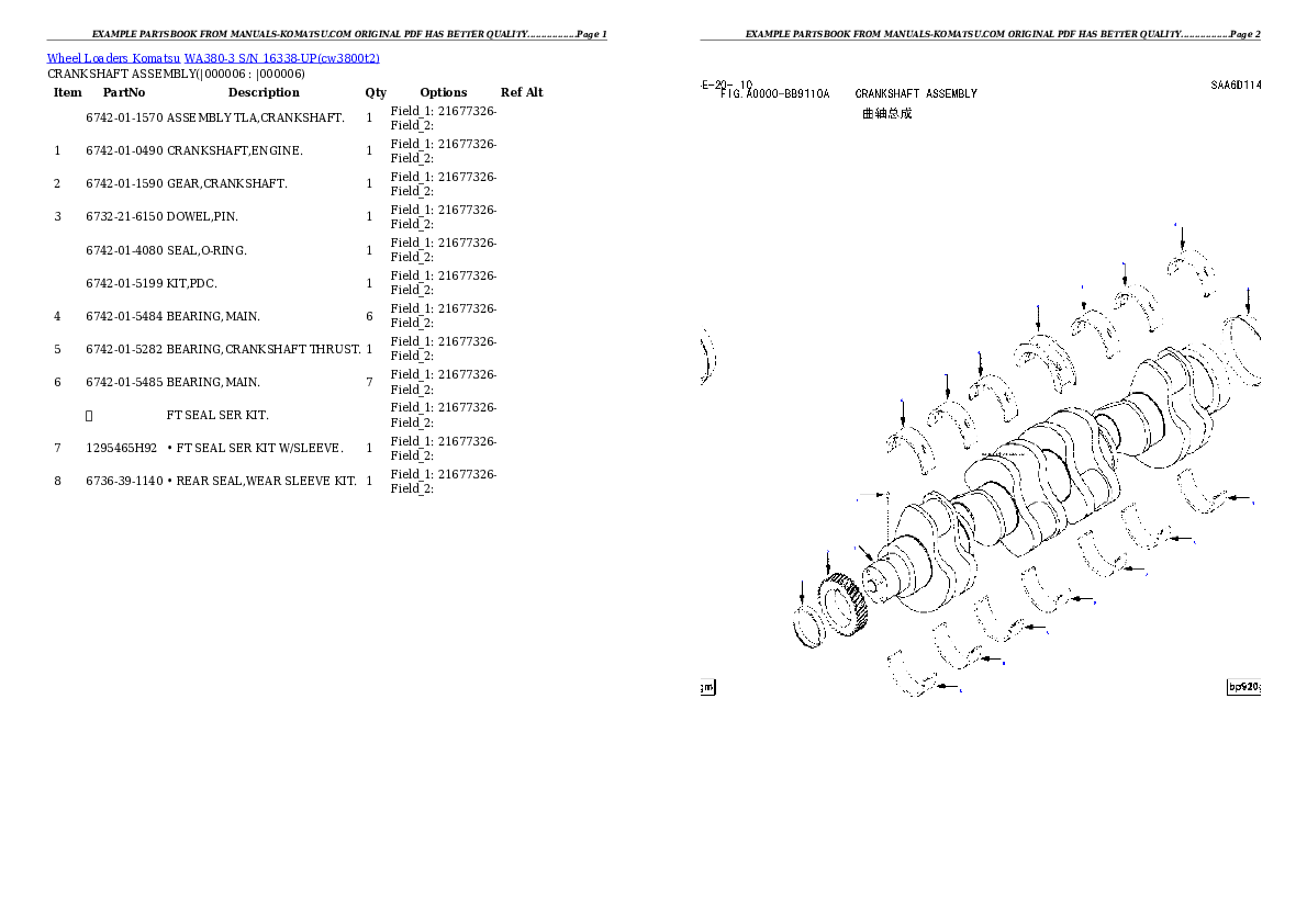 Protected: WA380-3 S/N 16338-UP Partsbook