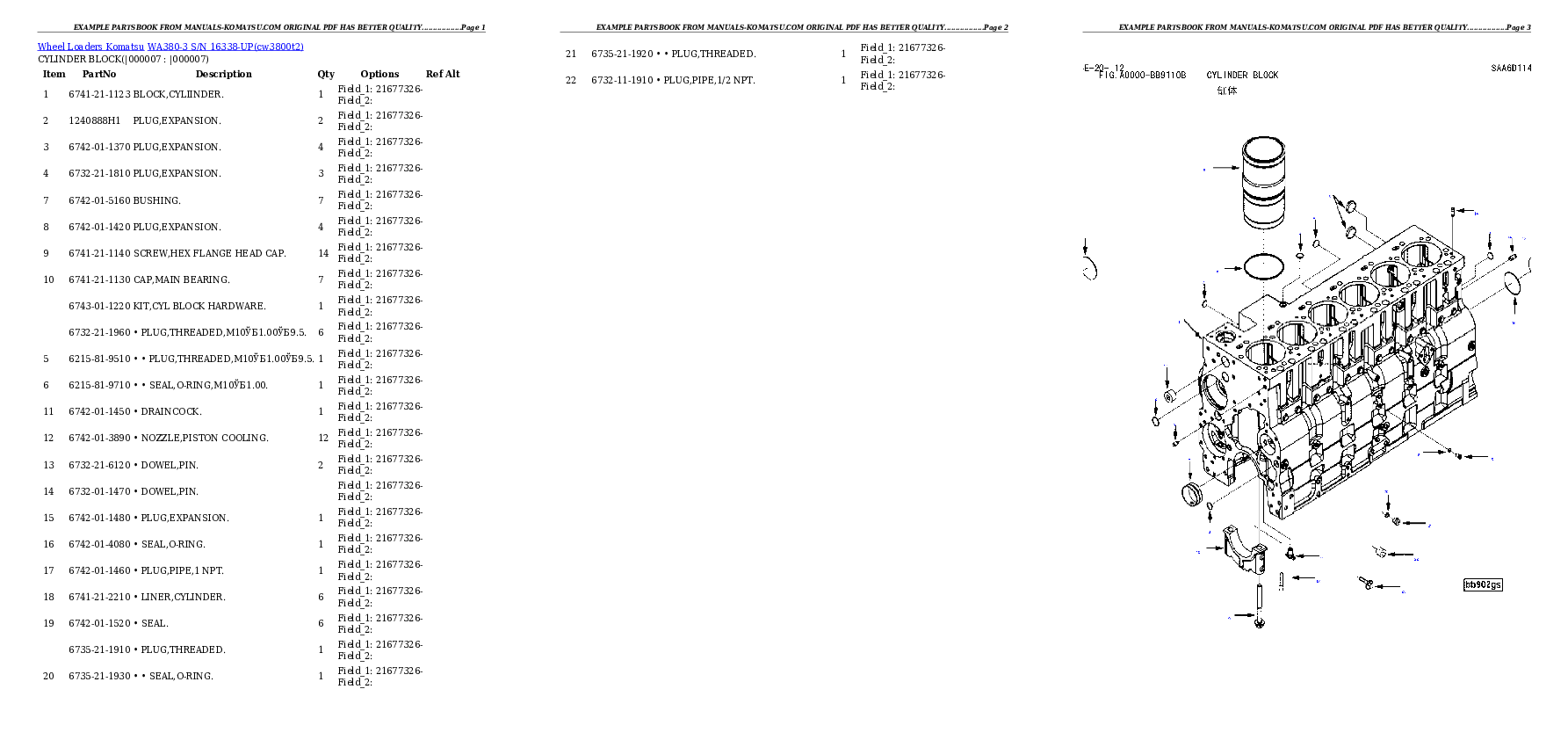 Protected: WA380-3 S/N 16338-UP Partsbook