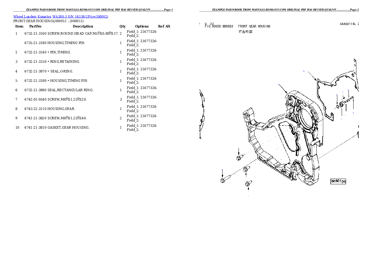 Protected: WA380-3 S/N 16338-UP Partsbook