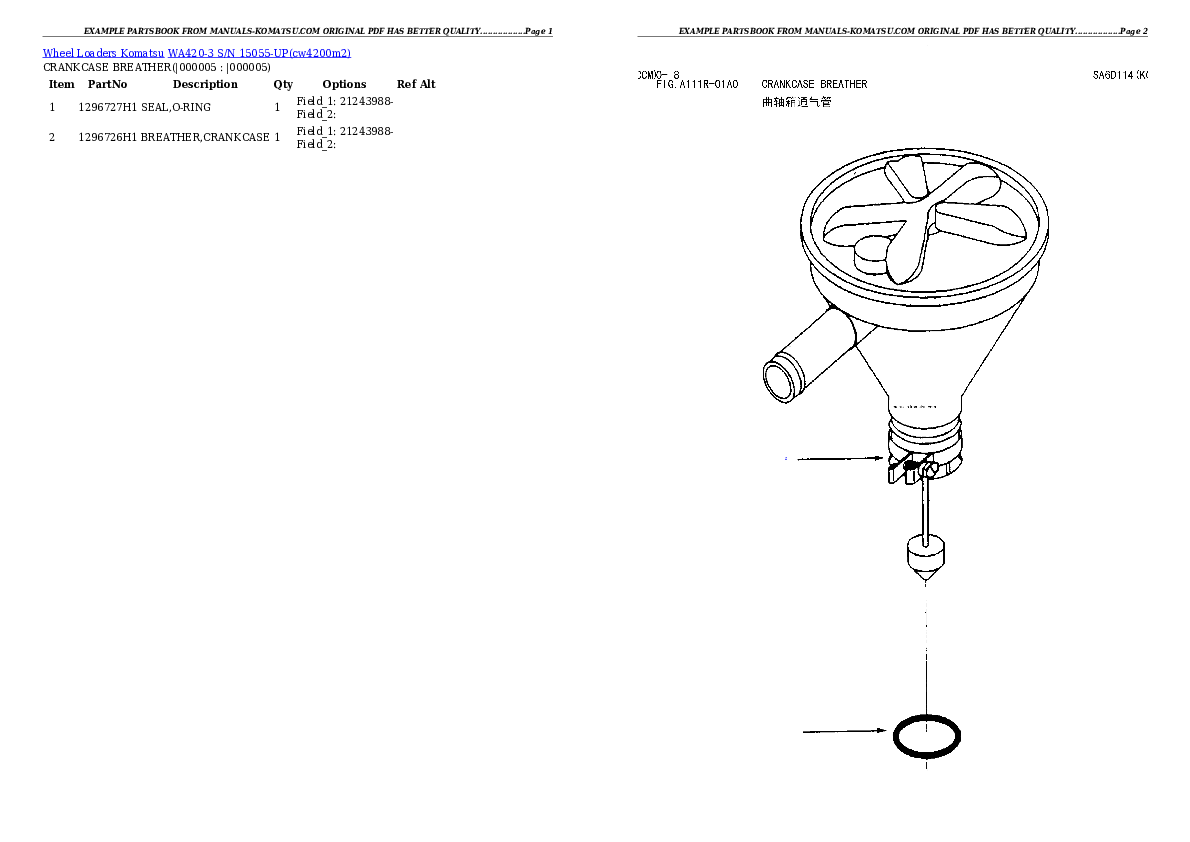 Protected: WA420-3 S/N 15055-UP Partsbook