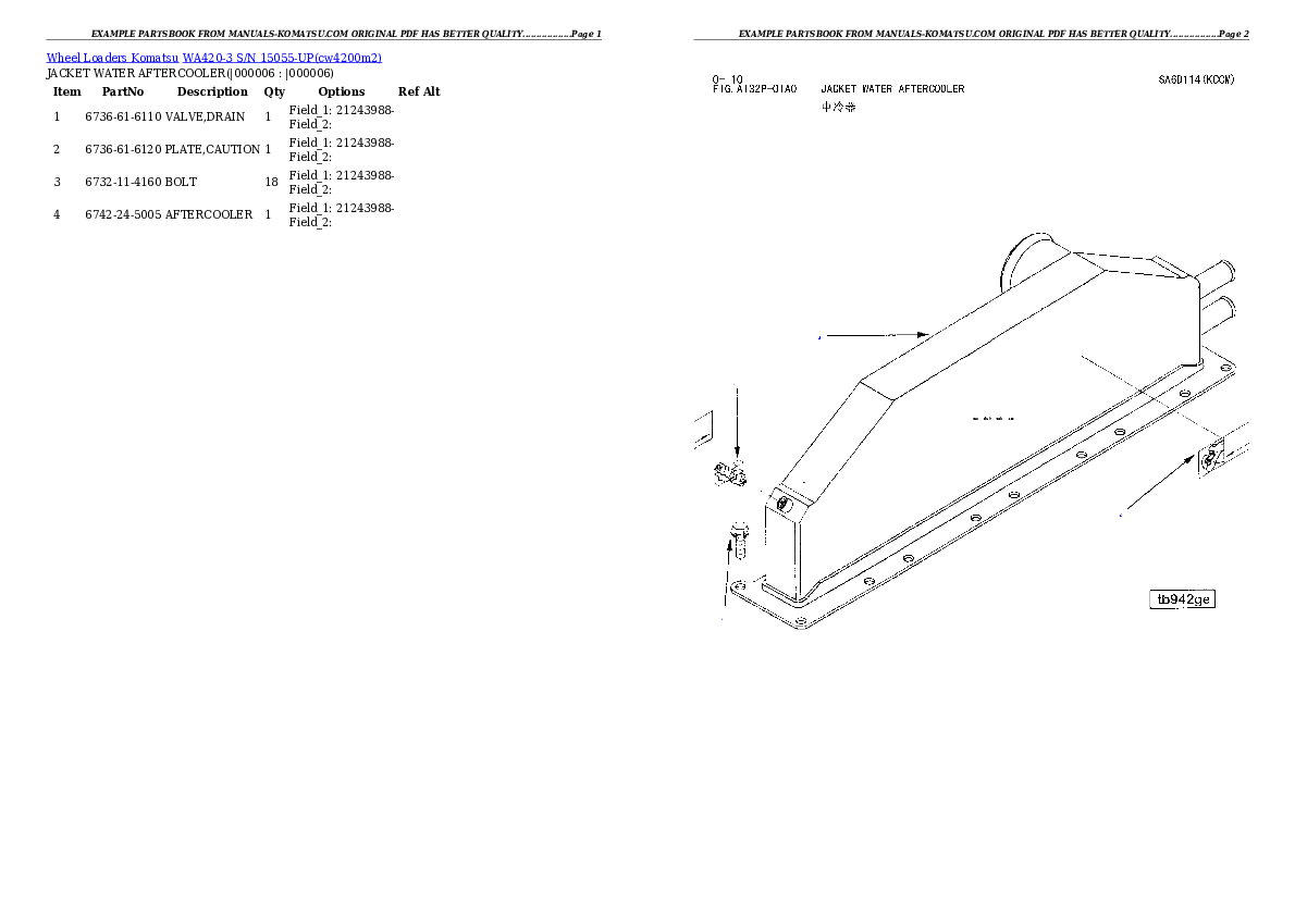 Protected: WA420-3 S/N 15055-UP Partsbook