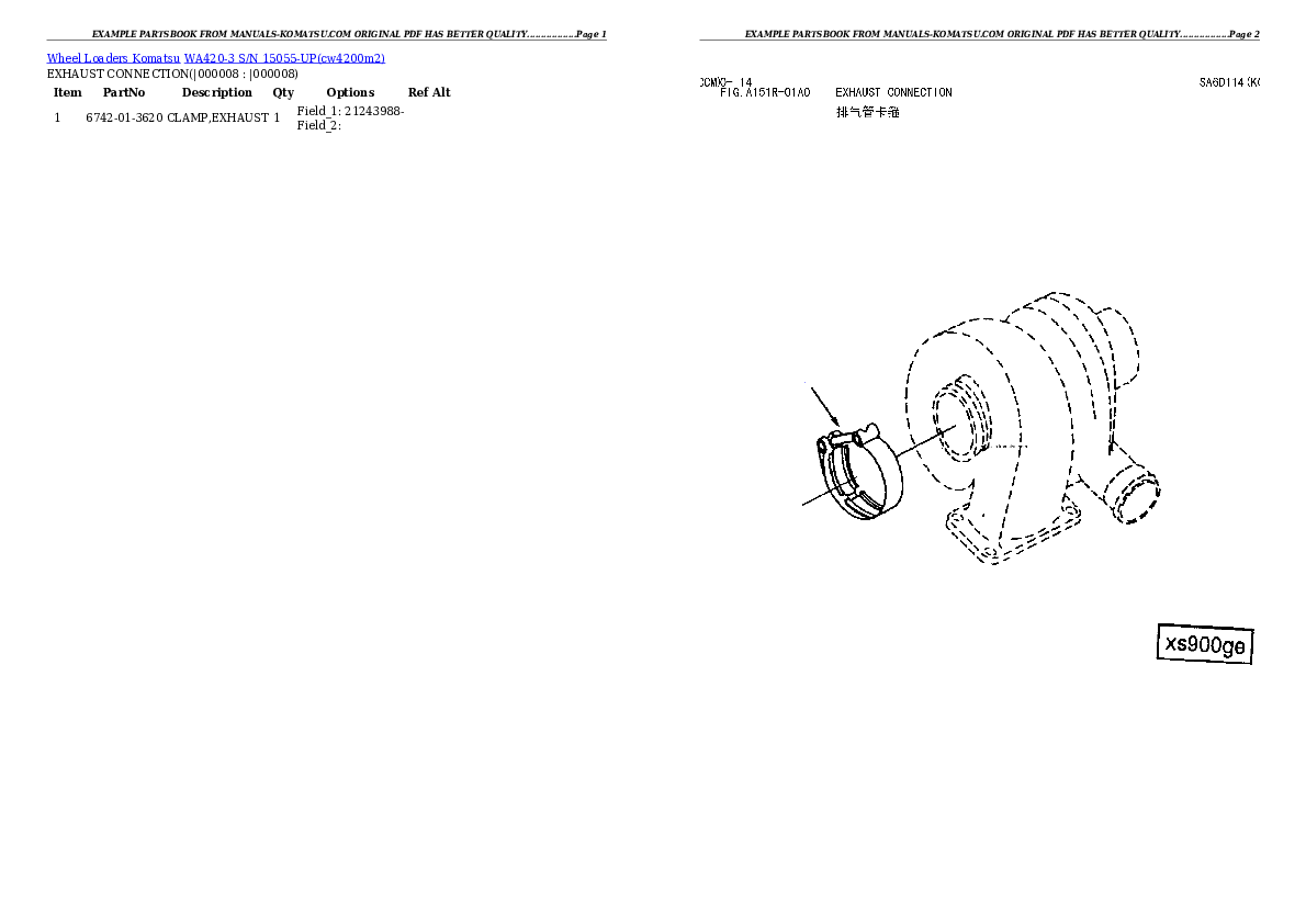 Protected: WA420-3 S/N 15055-UP Partsbook