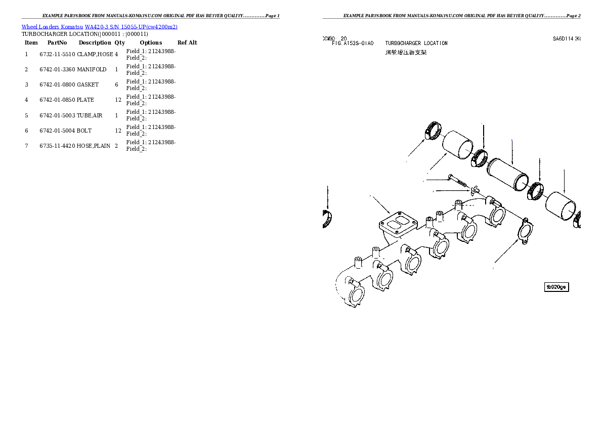 Protected: WA420-3 S/N 15055-UP Partsbook
