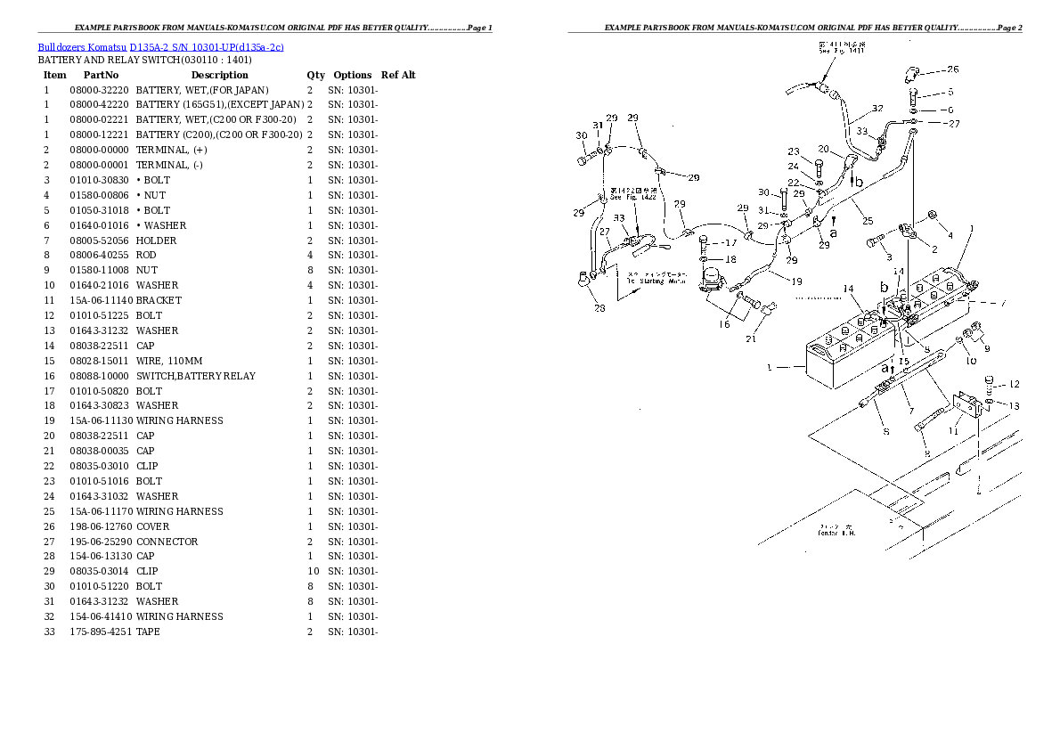 Protected: D135A-2 S/N 10301-UP Partsbook