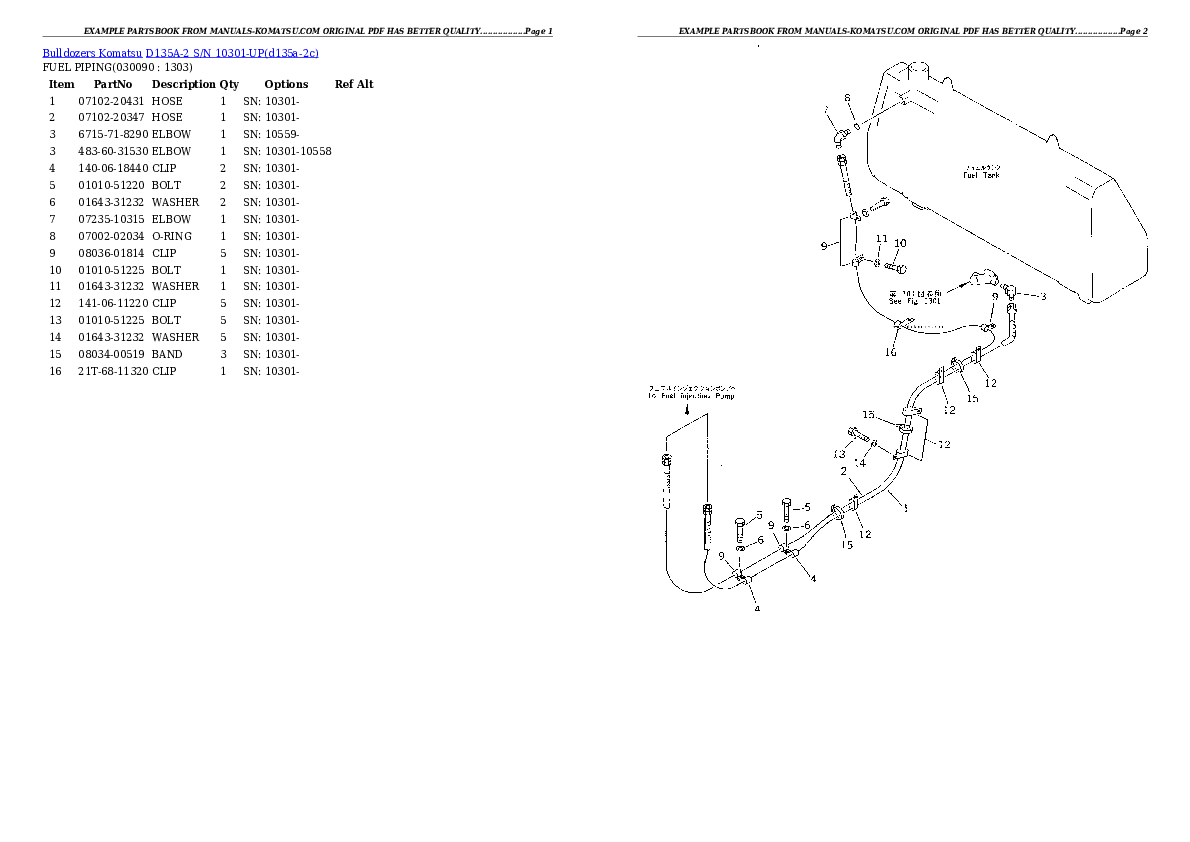 Protected: D135A-2 S/N 10301-UP Partsbook