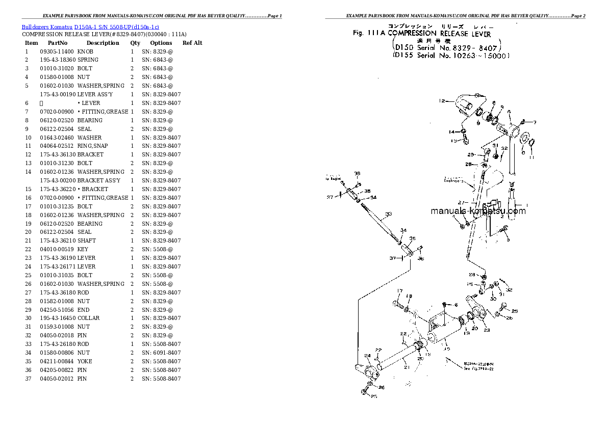 Protected: D150A-1 S/N 5508-UP Partsbook