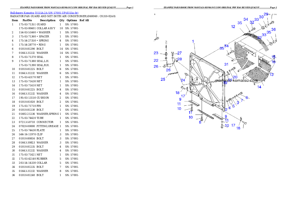 Protected: D155A-2A S/N 57001-UP Partsbook