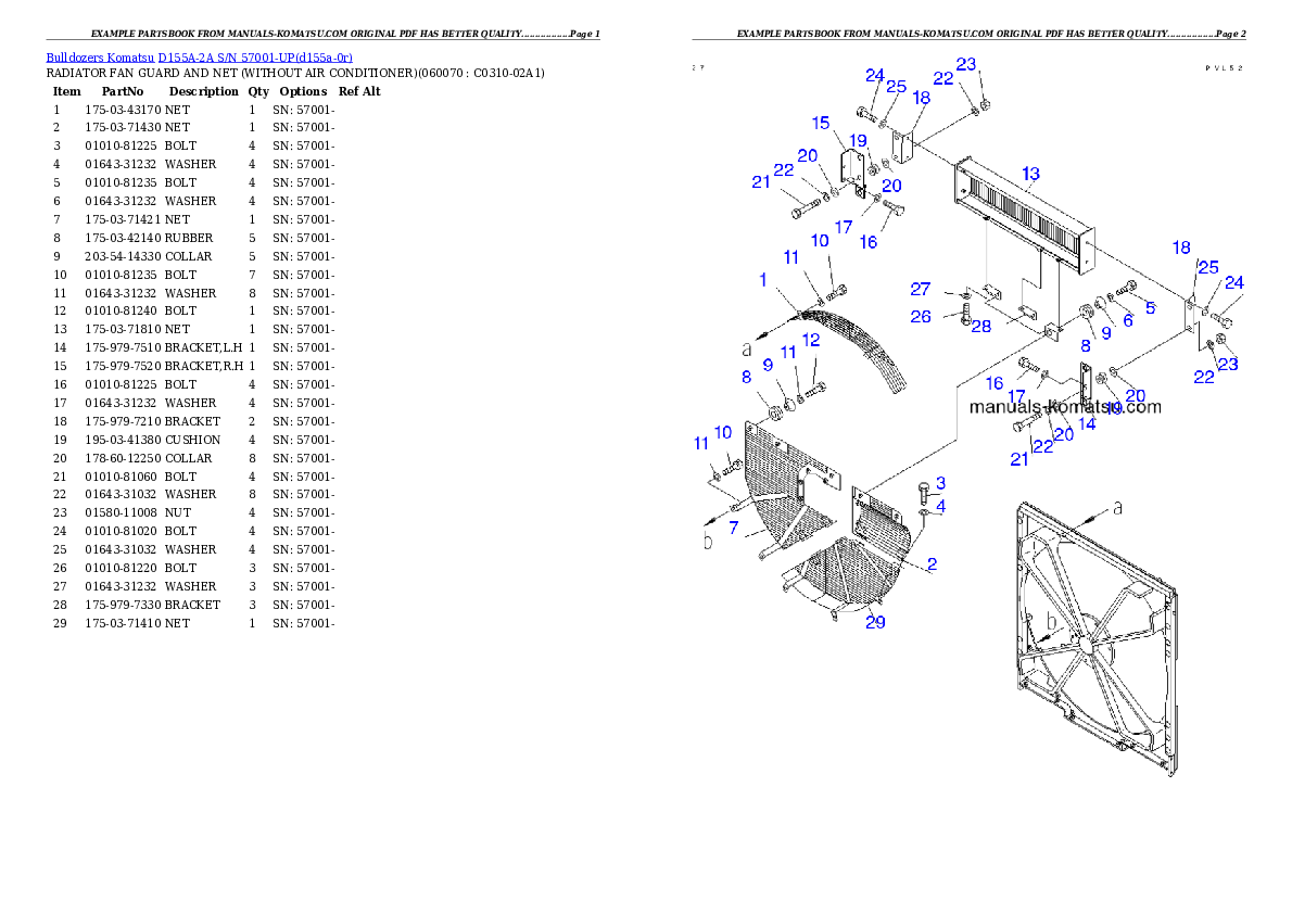Protected: D155A-2A S/N 57001-UP Partsbook