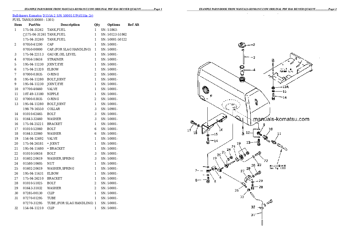 Protected: D155A-2 S/N 50001-UP Partsbook