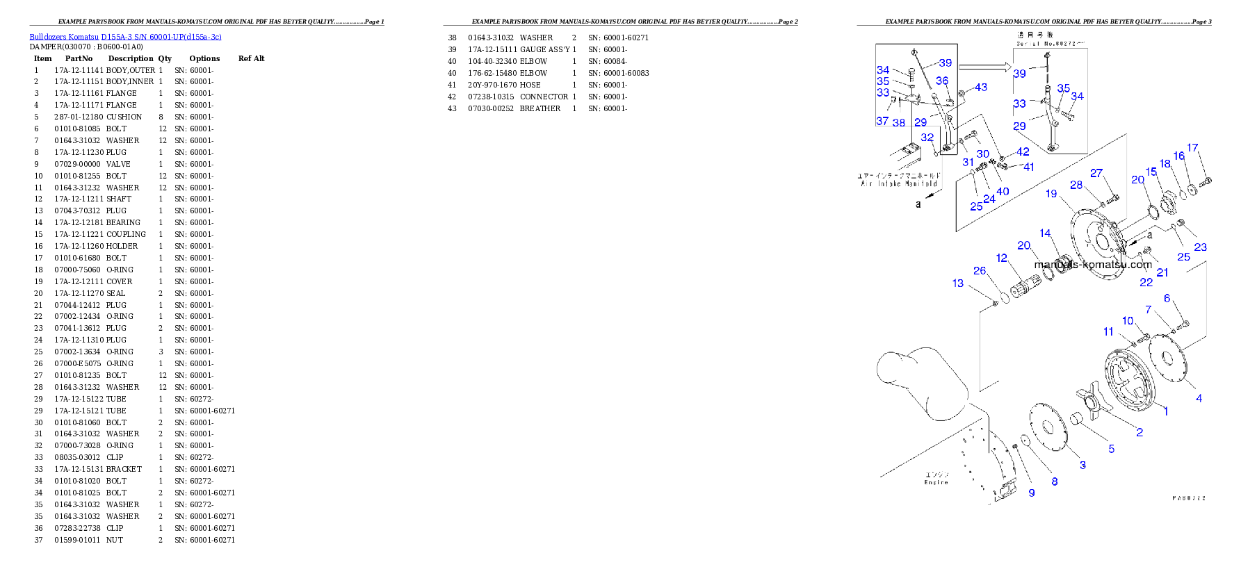 Protected: D155A-3 S/N 60001-UP Partsbook
