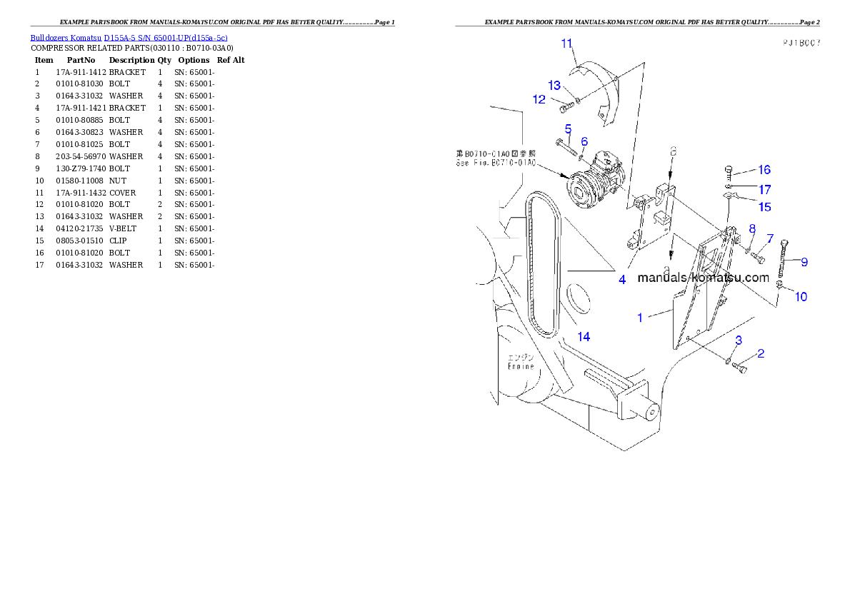 Protected: D155A-5 S/N 65001-UP Partsbook