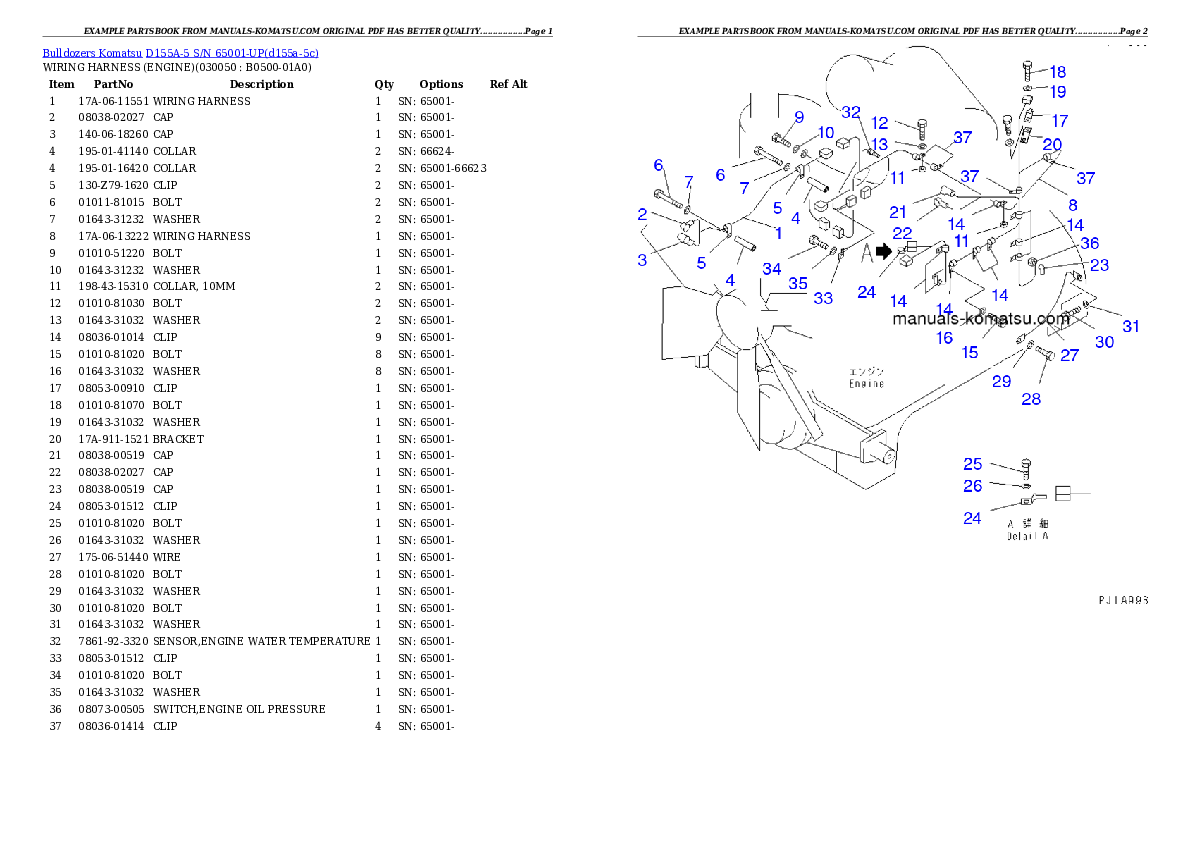Protected: D155A-5 S/N 65001-UP Partsbook