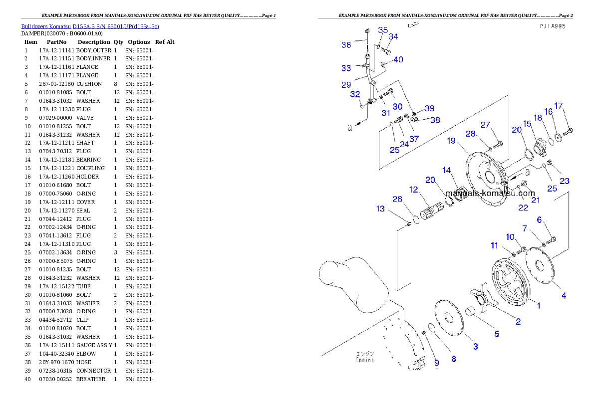 Protected: D155A-5 S/N 65001-UP Partsbook