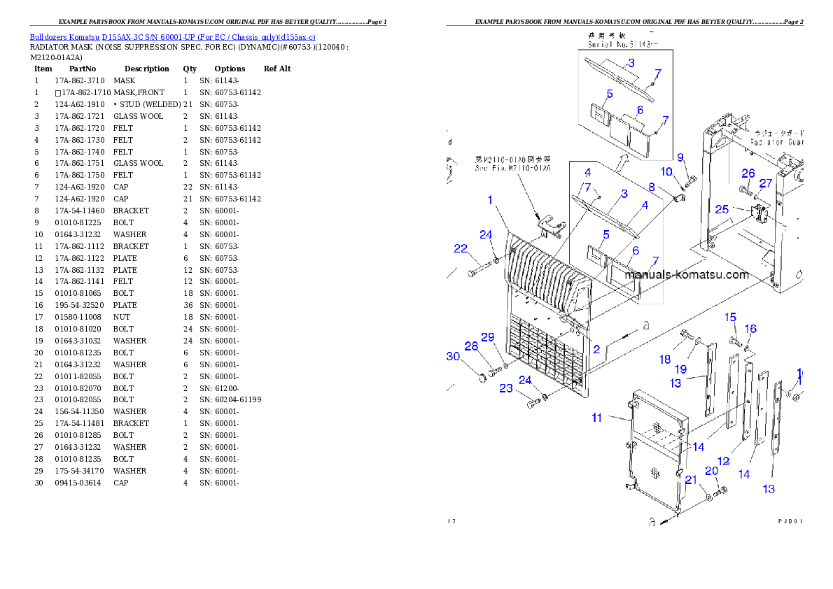 Protected: D155AX-3C S/N 60001-UP (For EC / Chassis only) Partsbook