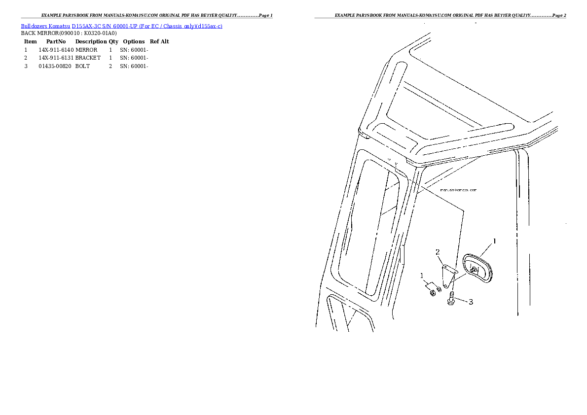 Protected: D155AX-3C S/N 60001-UP (For EC / Chassis only) Partsbook