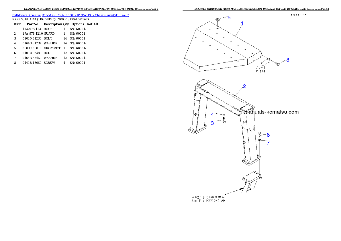 Protected: D155AX-3C S/N 60001-UP (For EC / Chassis only) Partsbook