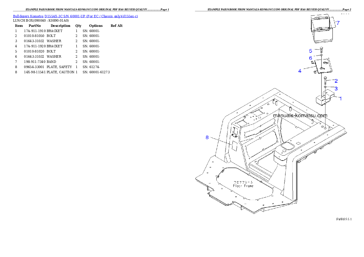 Protected: D155AX-3C S/N 60001-UP (For EC / Chassis only) Partsbook