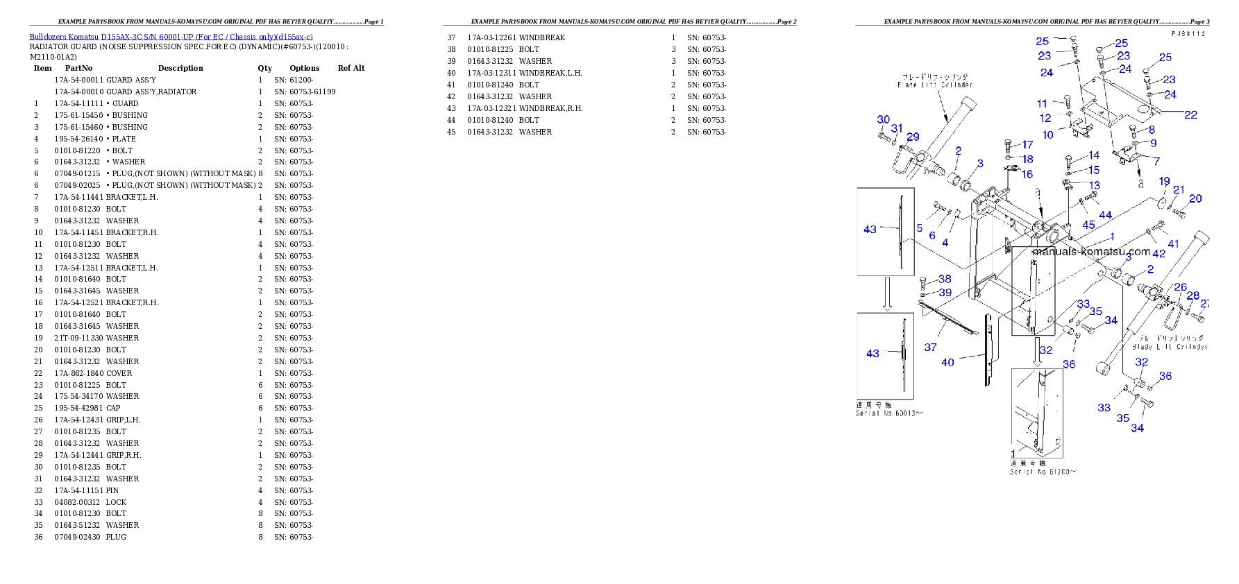 Protected: D155AX-3C S/N 60001-UP (For EC / Chassis only) Partsbook