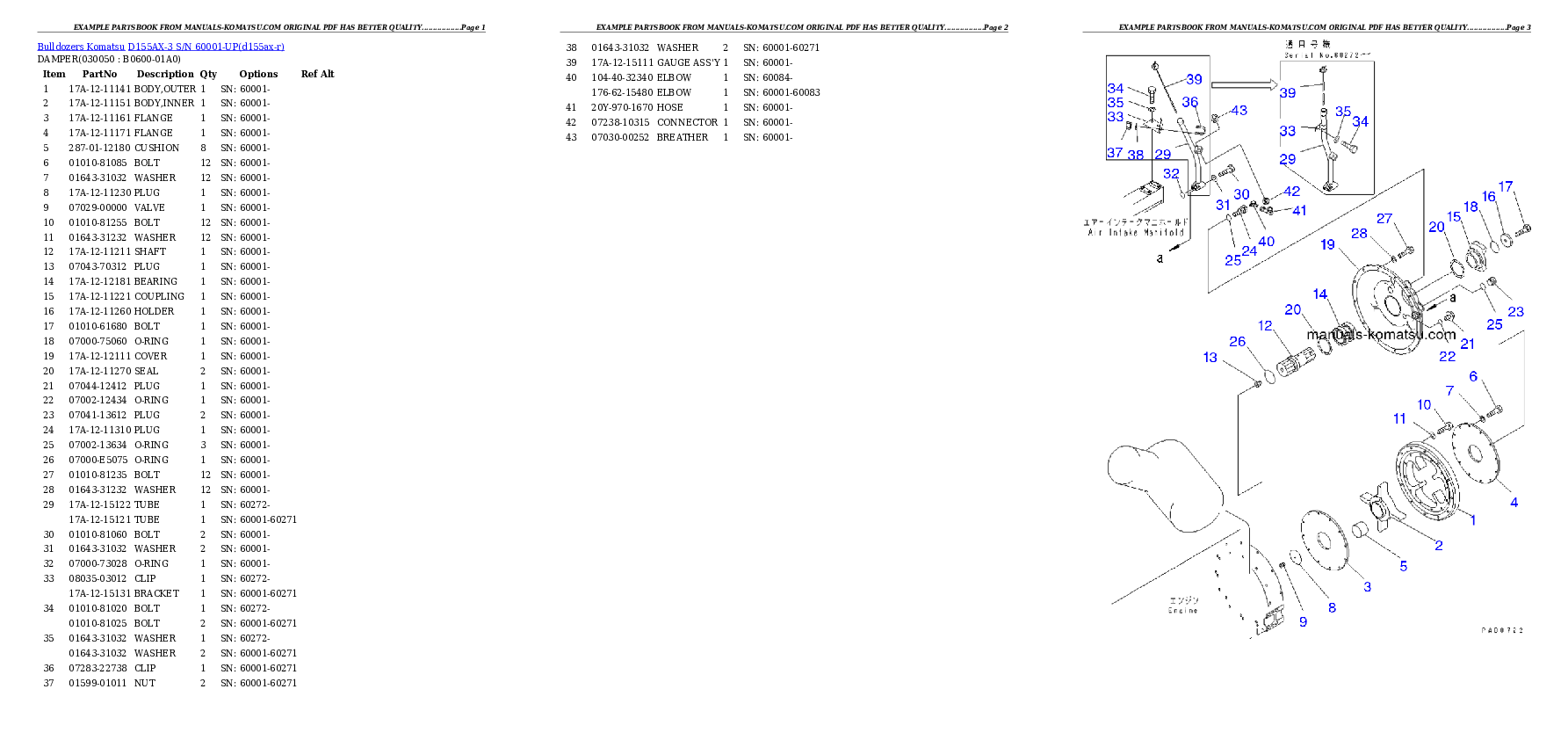 Protected: D155AX-3 S/N 60001-UP Partsbook